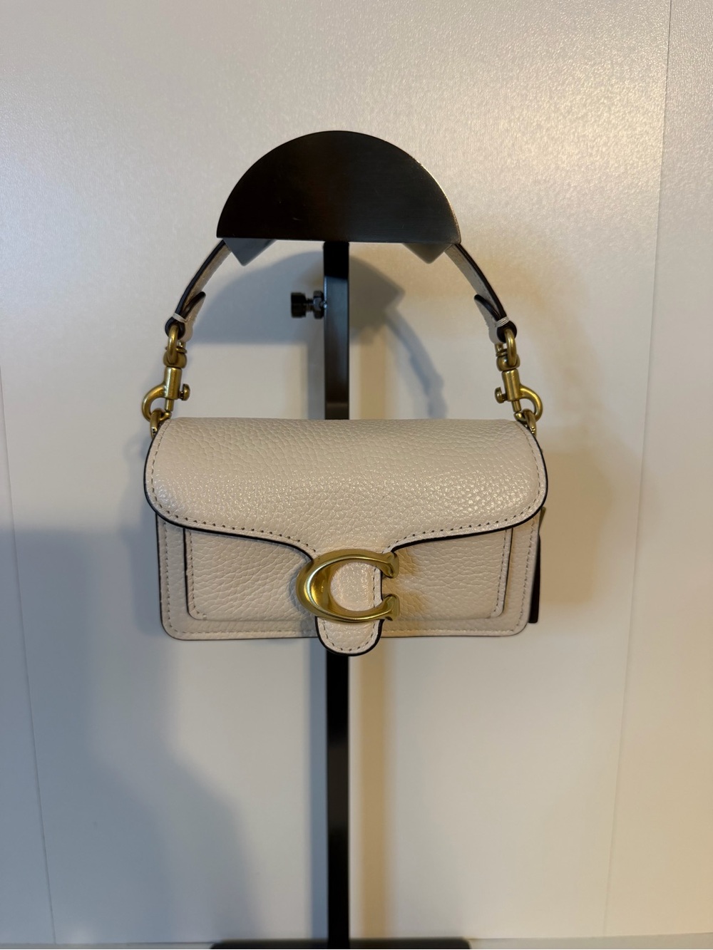 Coach tabby 12 chalk Pebbled Leather Shoulder Bag with Gold Hardware